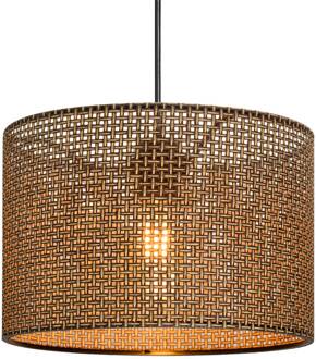Hanglamp Nara, bruin met patroon, stof, Ø 30 cm bruin gemonteerd, zwart