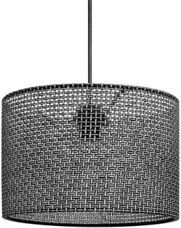 Hanglamp Nara, zwart patroon, stof, Ø 30 cm zwart gemusterd, zwart