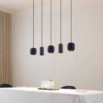 hanglamp Narion, zwart/kleurrijk, 5-lamps zwart mat, donkergroen mat, bruin mat