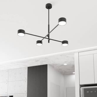 Hanglamp Natsu, lengte 64 cm, metaal, 4-lamps. zwart