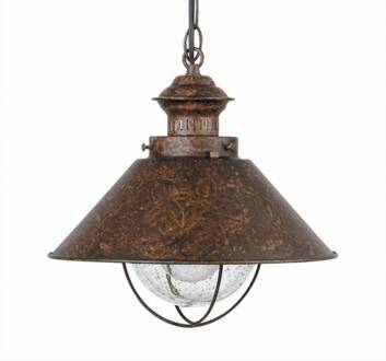 Hanglamp Nautica met robuuste look, 34,5 cm roestbruin, transparant