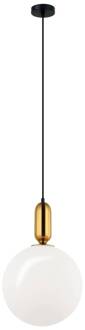 Hanglamp Neptune met glazen kap, goud goud, wit, zwart