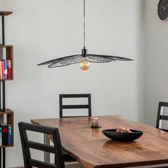 Hanglamp Nera Fiore in bloemvorm van metaal zwart