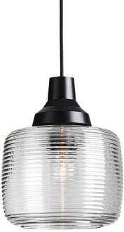Hanglamp New Wave Stripe, helder transparant, zwart