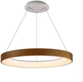 Hanglamp Niseko II, afstandsbediening, Ø 50cm houtkleurig