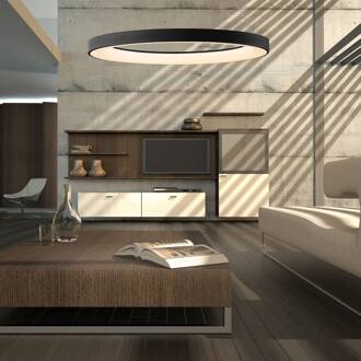 Hanglamp Niseko II, afstandsbediening, Ø 65 cm, zwart