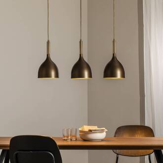 Hanglamp Noak 3-lamps, lang, titaan-goud/goud, staal titaan-goud, goud