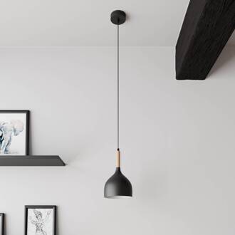 Hanglamp Noak, zwart/natuurlijk hout, Ø 17 cm zwart, licht hout