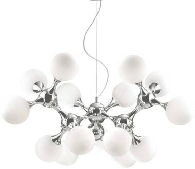 Hanglamp Nodi Bianco Ø 105 cm gesatineerd wit, chroom