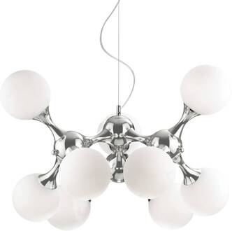 Hanglamp Nodi Bianco Ø 80 cm gesatineerd wit, chroom
