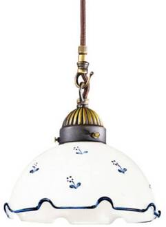 Hanglamp Nonna Millefleurs Ø 20 cm 1-lamp blauw wit, oudmessing, blauw