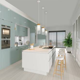 Hanglamp Nora, 1-lamp, wit, transparant, glas wit, transparant, licht hout