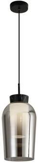 Hanglamp Nora, 1-lamp, zwart, chroom, glas