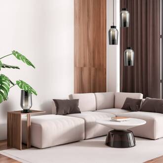 Hanglamp Nora, zwart, chroom, 3-lamps, rond, glas