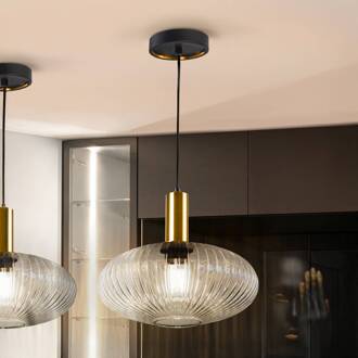 Hanglamp Norma, Ø 30 cm, zwart/helder, glas, E27 helder, zwart