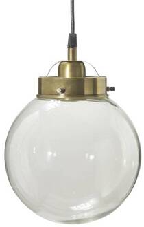 hanglamp Normandië, Ø 20 cm, brons antiek, glas antiek messing, helder