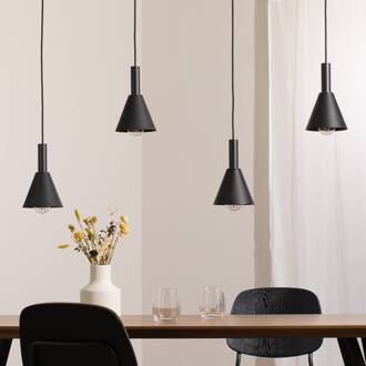 Hanglamp Norte, zwart/goud staal lengte 114 cm, 4-lamps