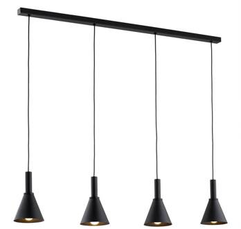 Hanglamp Norte, zwart, staal, lengte 114 cm, 4-lamps