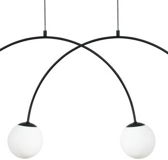 Hanglamp Nova, glas/metaal, zwart/wit, 4-lamps zwart, wit