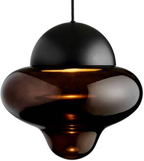 Hanglamp Nutty XL, bruin/zwart, Ø 30 cm, glas bruin, zwart