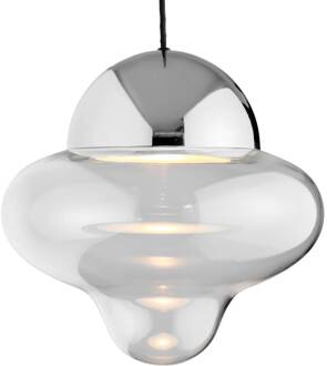 Hanglamp Nutty XL, helder / chroomkleurig, Ø 30 cm, glas helder, chroom