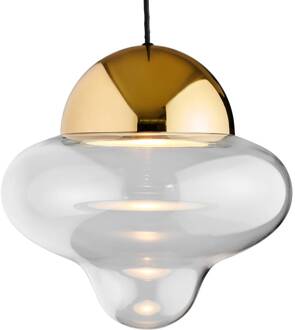 Hanglamp Nutty XL, helder/goudkleurig, Ø 30 cm, glas helder, goud