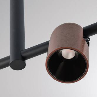 hanglamp Nuun SD, zwart/koffiebruin, 3-lamps. zwart, koffiebruin