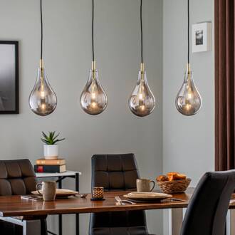 Hanglamp Oaza, 4-lamps, rookgrijs/zwart rookgrijs-transparant, zwart