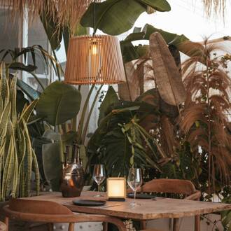 hanglamp Okinawa, houtkleurig, bamboe, IP44 houtkleurig, zwart