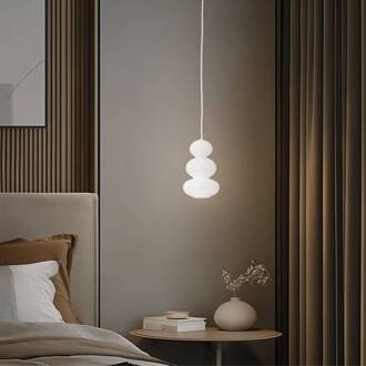 Hanglamp Oman, glanzend wit, glas, Ø 14 cm