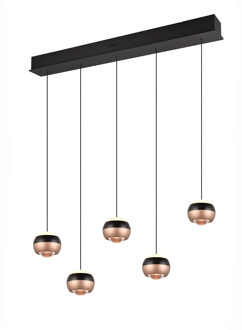 Hanglamp Orbit 5 lichts L 100 cm brons zwart