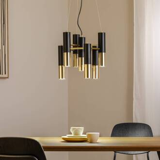 Hanglamp Orino, zwart/goud, metaal, 7-lamps, GU10 goud, zwart