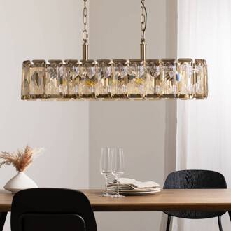 Hanglamp Orvin, messing antiek 96x30 cm glas/metaal 16-lichts. antiek messing, helder