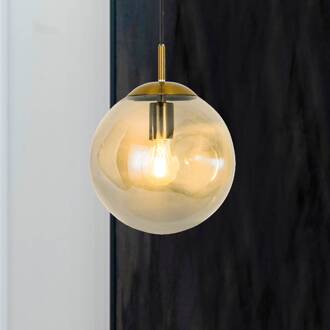 Hanglamp Oscar met glazen kap, amber amber, zwart, goud