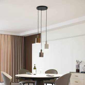 hanglamp Ovelia, bruin/koffie/beige, 3-lamps, E27 donkerbruin, koffiebruin, beige