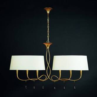 Hanglamp Paola 6-lamps in goud en crème goud, crème