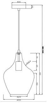 Hanglamp Paso van glas, 1-lamp, amber mat nikkel, amber