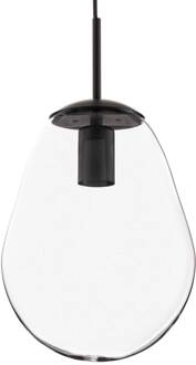 Hanglamp Pear S met glazen kap, zwart transparant, zwart
