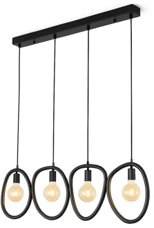 Hanglamp Pebble 4 lichts L 140 cm mat zwart