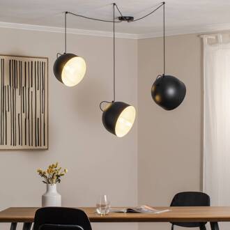 Hanglamp Pepe, zwart, 3-lamps zwart, wit