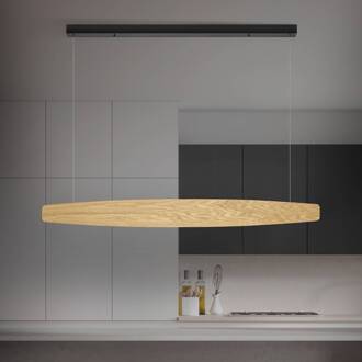 hanglamp Persida, 118 cm, eiken, 2.700 K licht hout, zwart