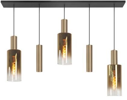 Hanglamp Perugia 3+2 lichts L 120 cm zwart goud