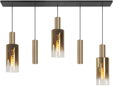 Hanglamp Perugia 3+2 lichts L 120 cm zwart goud