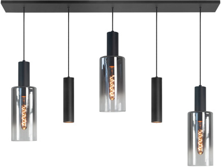 Hanglamp Perugia 3+2 lichts L 120 cm zwart rook