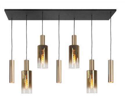 Hanglamp Perugia 4+3 lichts L 130 cm zwart goud