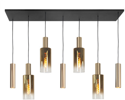 Hanglamp Perugia 4+3 lichts L 130 cm zwart goud