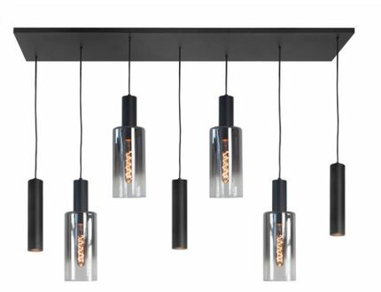 Hanglamp Perugia 4+3 lichts L 130 cm zwart rook