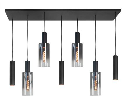 Hanglamp Perugia 4+3 lichts L 130 cm zwart rook