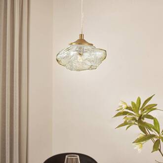 hanglamp Piatra, barnsteen/messing, glas, Ø 16 cm, G9 amber, messing