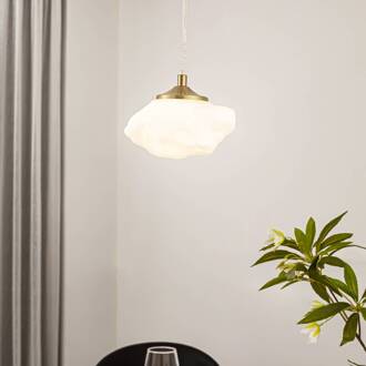 hanglamp Piatra, opaal/messing, glas, Ø 16 cm, G9 wit